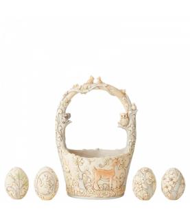 Find Your Path (White Woodland Easter Basket with 4 Egg
