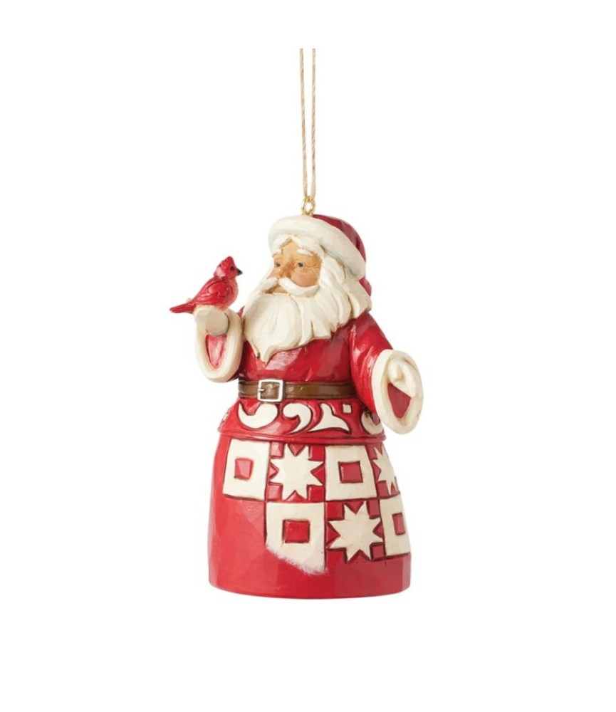 Reserve: Nordic Noel Santa with Cardinal Hanging Ornament