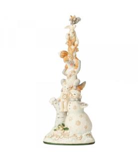 Rise Up This Winter (White Woodland Snowman Stacked with Animals)