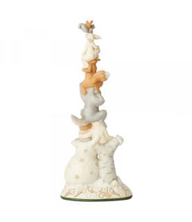 Rise Up This Winter (White Woodland Snowman Stacked with Animals)