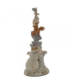 Rise Up This Winter (White Woodland Snowman Stacked with Animals)