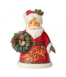 Santa Holding Wreath Mini Figurine