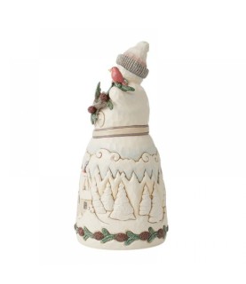 Winter in the Woodlands: White Woodland Snowman with Pine Garland (Signed by Jim Shore)