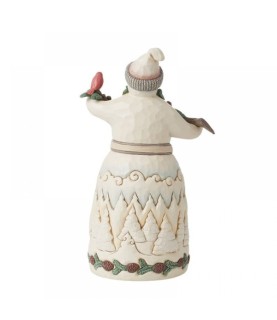 Winter in the Woodlands: White Woodland Snowman with Pine Garland (Signed by Jim Shore)
