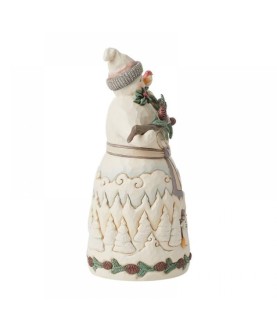 Winter in the Woodlands: White Woodland Snowman with Pine Garland (Signed by Jim Shore)