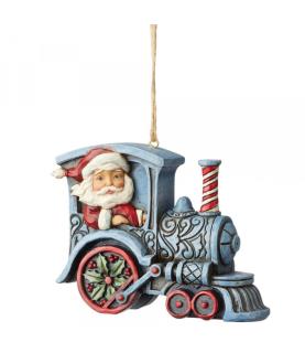 Santa In Train Engine (Hanging Ornament)