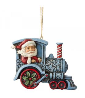 Santa In Train Engine (Hanging Ornament)