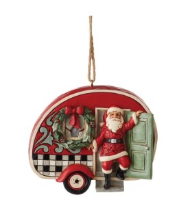 Highland Glen Santa with Camper Hanging Ornament