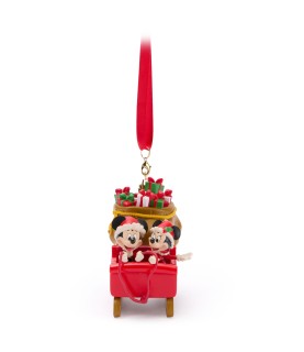 Mickey and Minnie Mouse Festive Sleigh Ornament