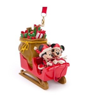 Mickey and Minnie Mouse Festive Sleigh Ornament