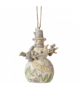 Snowman with Branch and Animals (Hanging Ornament)