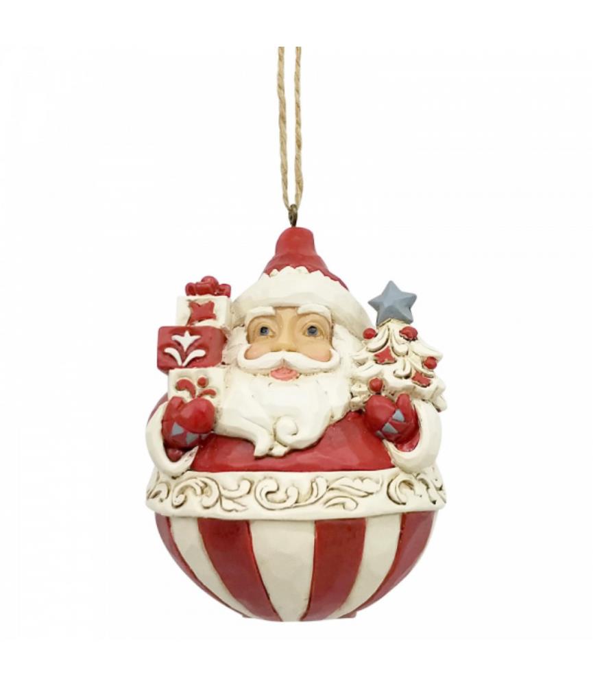 Nordic Noel Roly Poly Santa Ornament