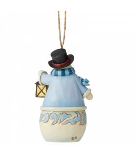 Snowman with Village Scene Hanging Ornament