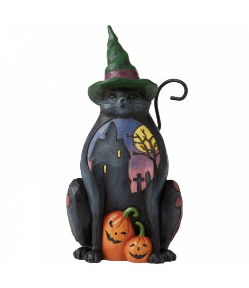 Cat with Scene on Side Pint-Sized Figurine