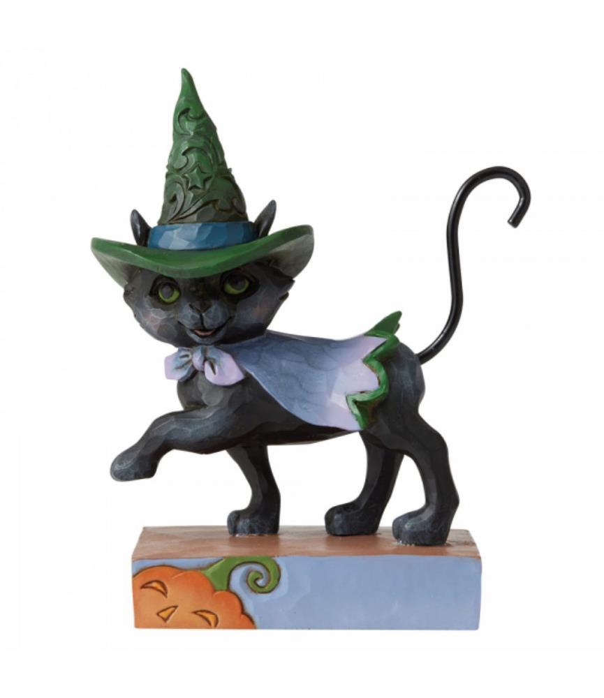 Walking Black Cat with Witch's Hat Mini Figurine