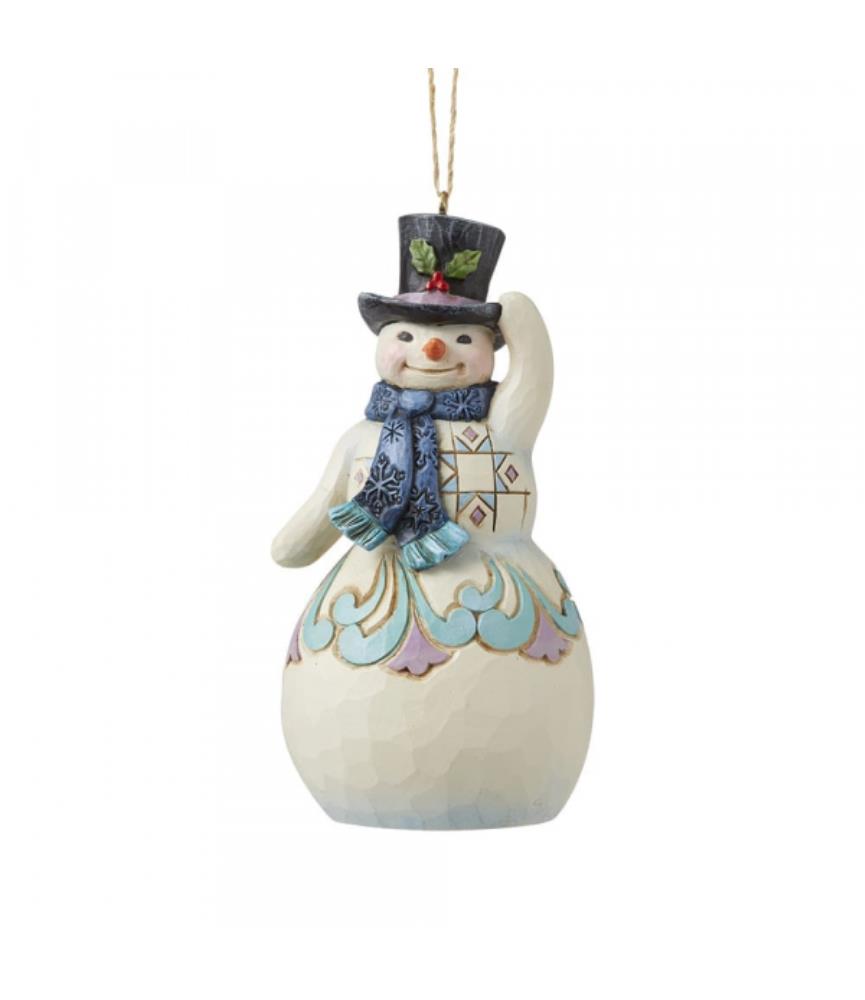 Snowman with Top Hat and Scarf Hanging Ornament