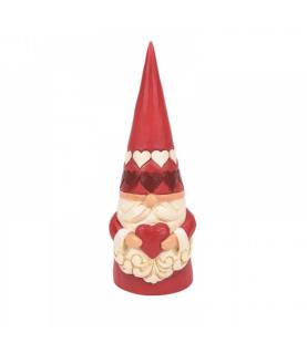 Red Gnome Holding Heart Figurine