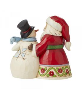 Pint Sized Santa with Snowman Figurine