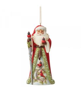Santa with Cardinals Hanging Ornaments