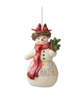 Snowman with Cardinal Hanging Ornament