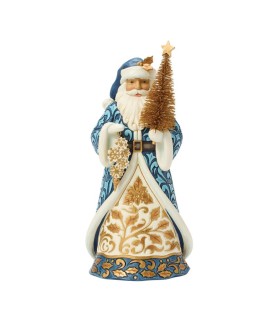 Pré-paiement: Blue & Gold Santa with Gold Sisal Tree (Expected)