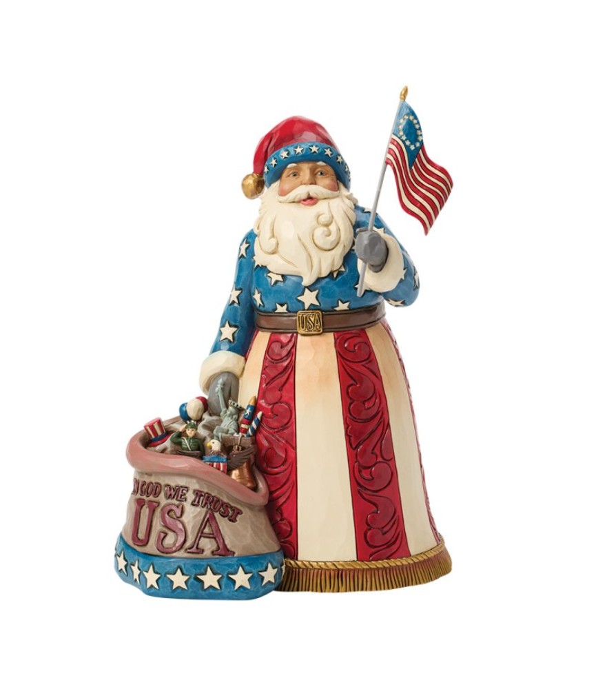 Vooruitbetaling: USA Patriot Santa with Flag Figurine (Expected)