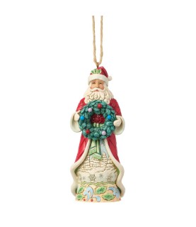 Vooruitbetaling: Santa with Wreath Hanging Ornament (Expected)