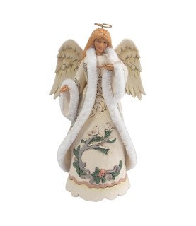 Vooruitbetaling: White Woodland Angel with a Dove Figurine (Expected)
