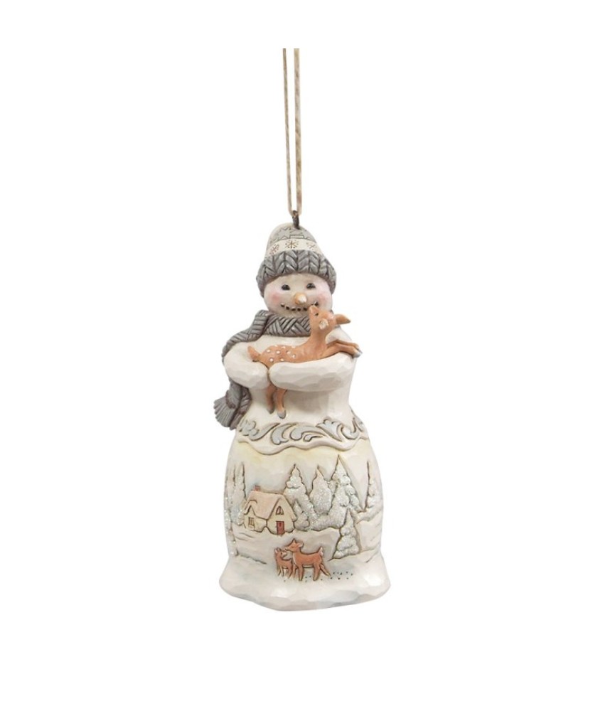 Pre-pay: White Woodland Snowman Hanging Ornament (Expected)