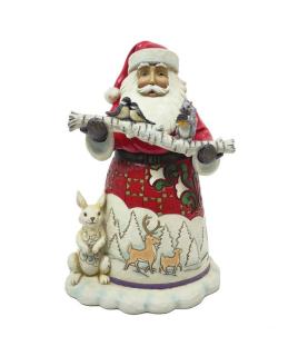 "Happy Christmas to All": Santa with branch & Animals