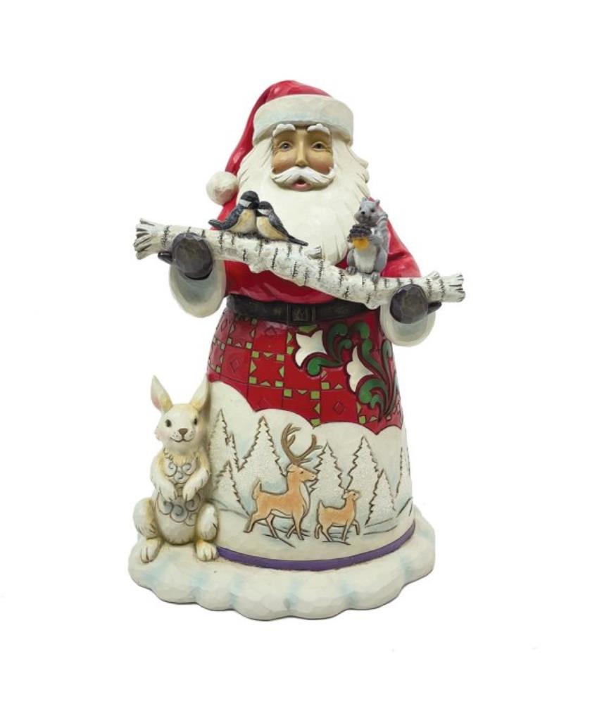 "Happy Christmas to All": Santa with branch & Animals