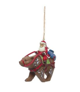 Santa Riding Bear Hanging Ornament