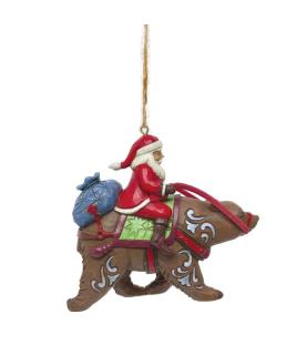 Santa Riding Bear Hanging Ornament