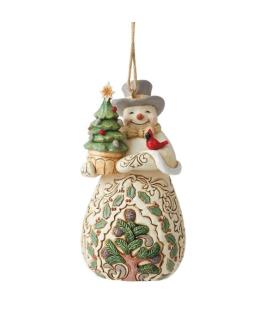 Woodland Snowman with Evergreen Hanging Ornament