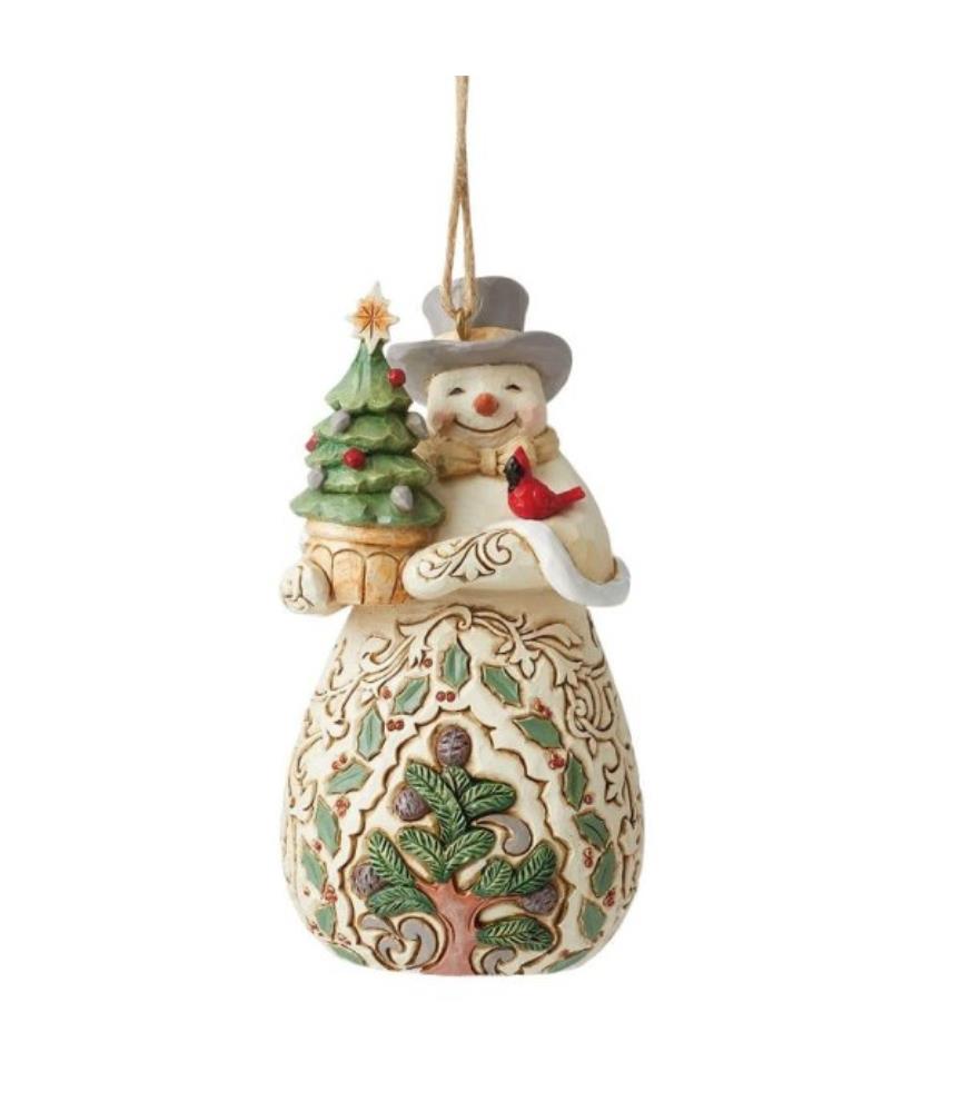 Woodland Snowman with Evergreen Hanging Ornament