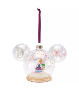 Tinker Bell and Sleeping Beauty Castle in Mickey Mouse Icon Glass Ball Ornament – Disneyland 70th Anniversary