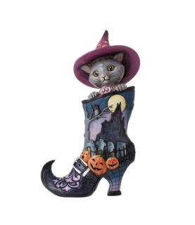 Witch's Boot with Cat Figurine