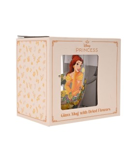Disney Pastel Princess Floral Decorative Glass Mug - Belle