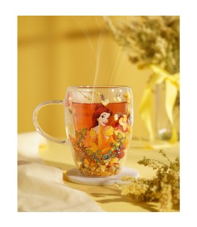 Disney Pastel Princess Floral Decorative Glass Mug - Belle