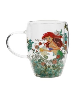Disney Pastel Princess Floral Decorative Glass Mug - Ariel