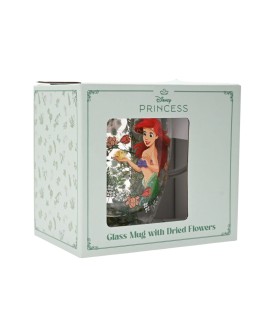 Disney Pastel Princess Floral Decorative Glass Mug - Ariel