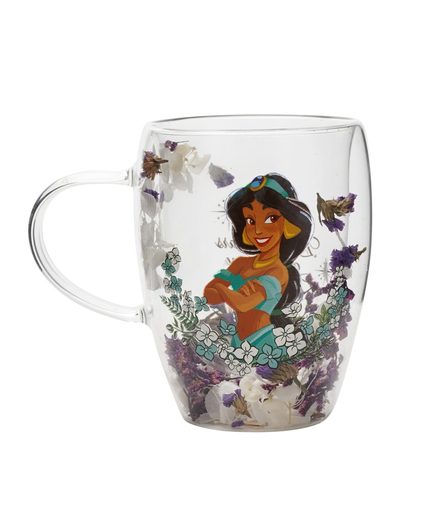 Disney Pastel Princess Floral Decorative Glass Mug - Jasmine