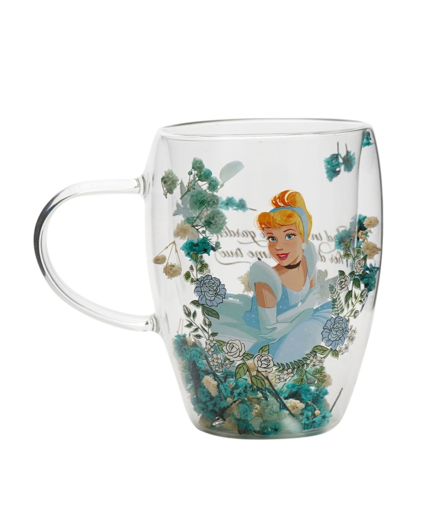 Disney Pastel Princess Floral Decorative Glass Mug - Cinderella (Expected)