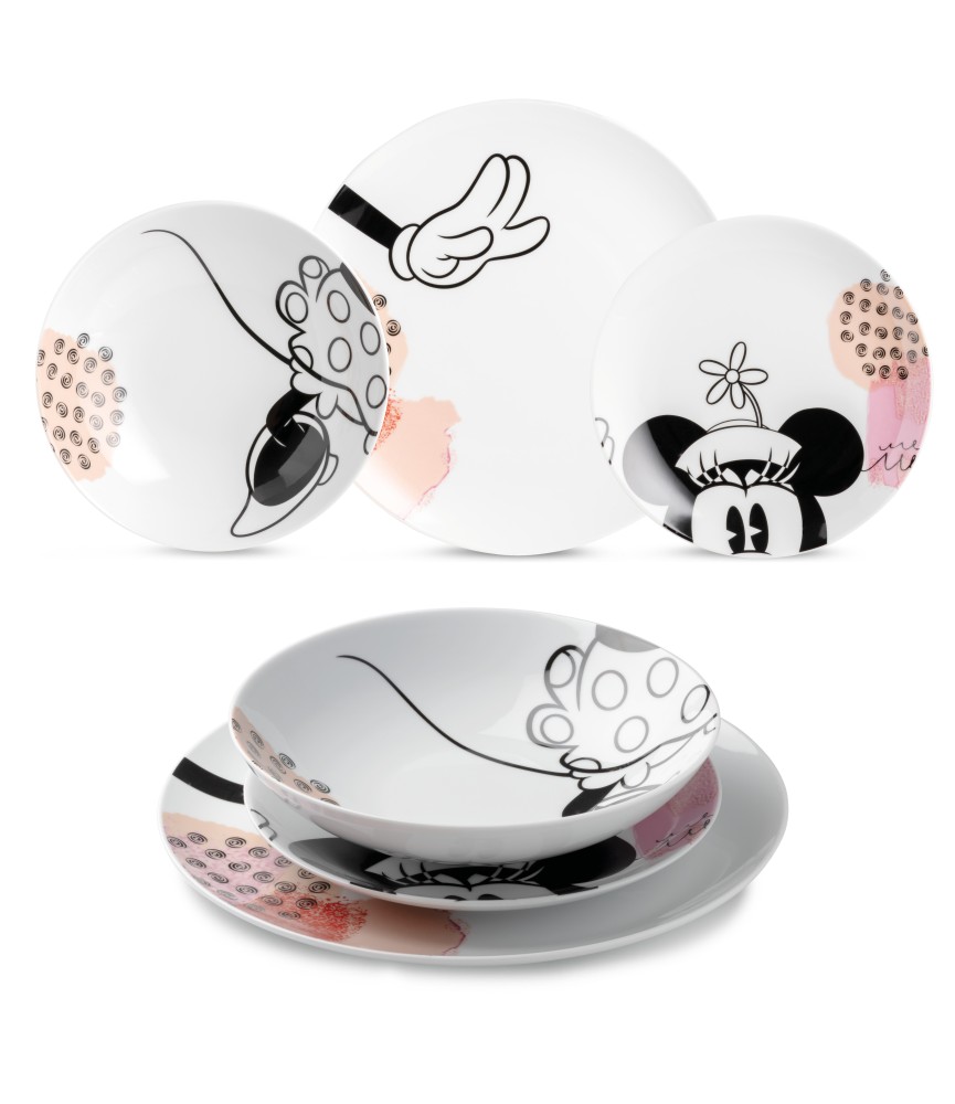 3 plate set Minnie Mouse tortora Enjoy