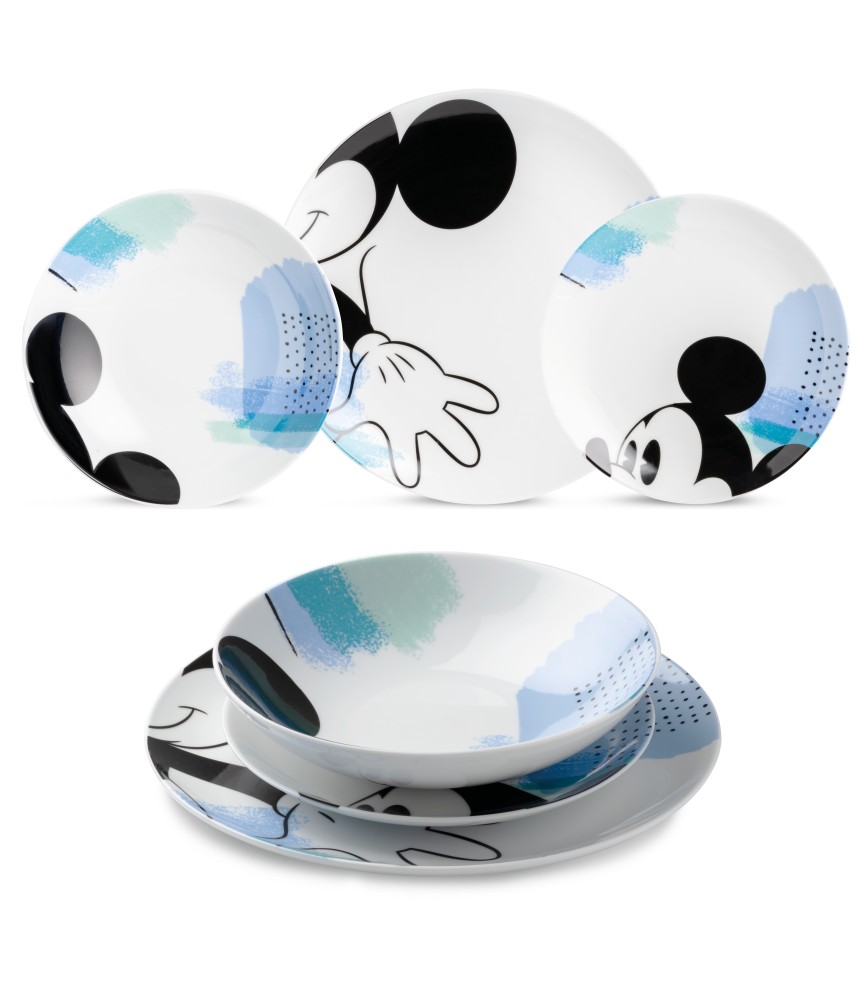 3 plate set Mickey Mouse celeste Enjoy
