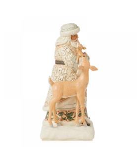 "Believe in Kindness": White Woodland Santa with Fawn and Deer
