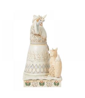 White Woodland Santa with Doves and Lantern Figurine