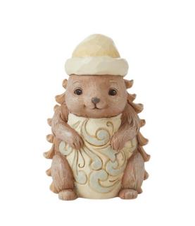 White Woodland Pinecone Hedgehog Figurine