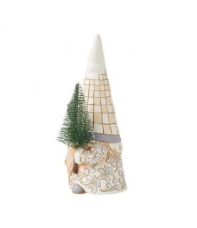White Woodland Gnome with Sisal Tree Figurine