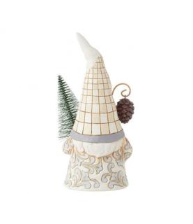 White Woodland Gnome with Sisal Tree Figurine